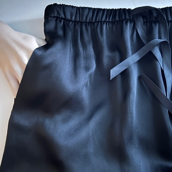 Zara Woman Black Satin Midi Skirt Fringe Tassel Hemline Pockets High Slit Leg - Picture 7 of 15